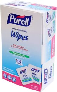 Best sanitizers for travel. Purell sanitizing travel size wipes.